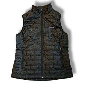 Patagonia Nano Puff Vest Quilted Primaloft Black Womens Large Custom Embroidery